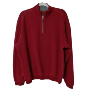 Tommy Bahama Men's Cotton Burgundy & Grey Reversible 1/4 Zip Pullover Sweater XL